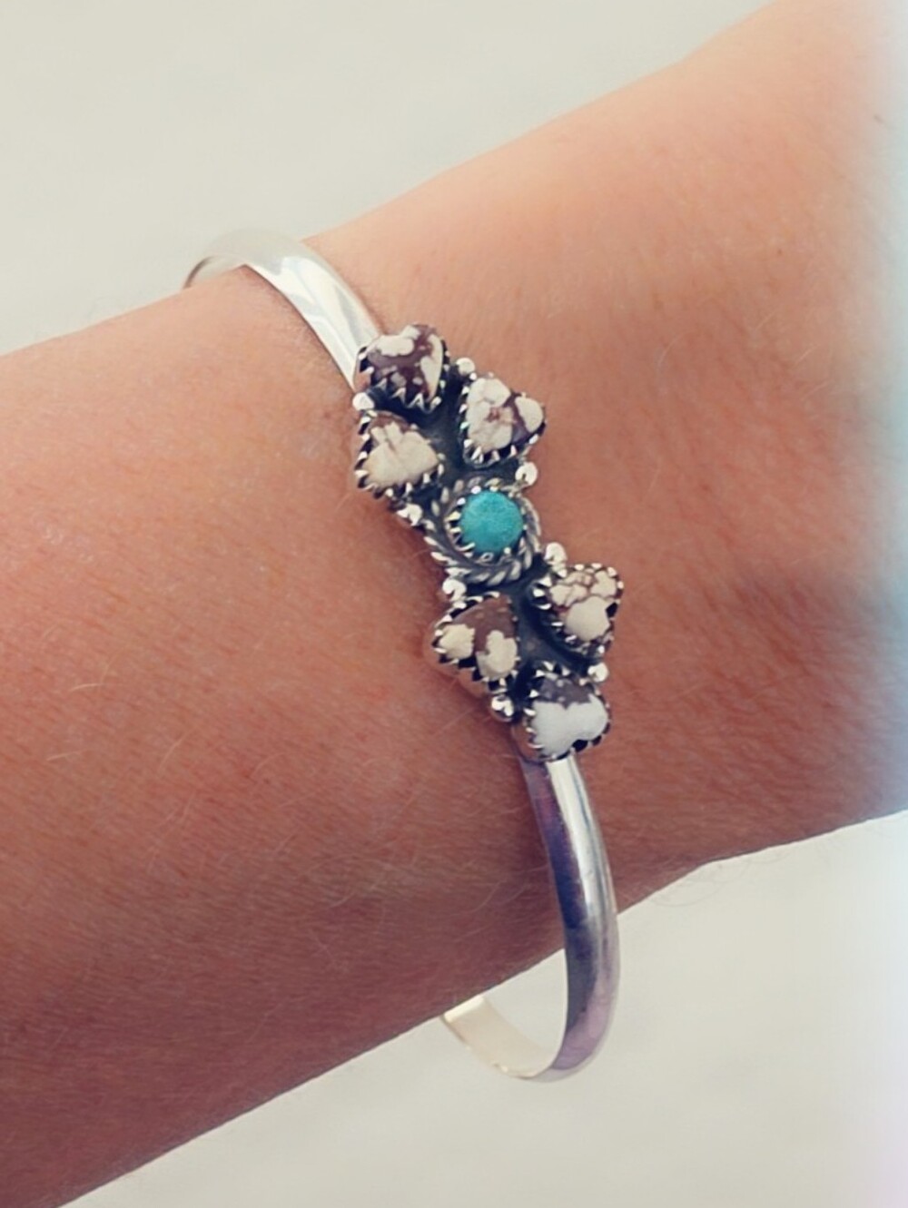Wild Horse & Turquoise 925 Sterling Silver Gemstone Bracelet